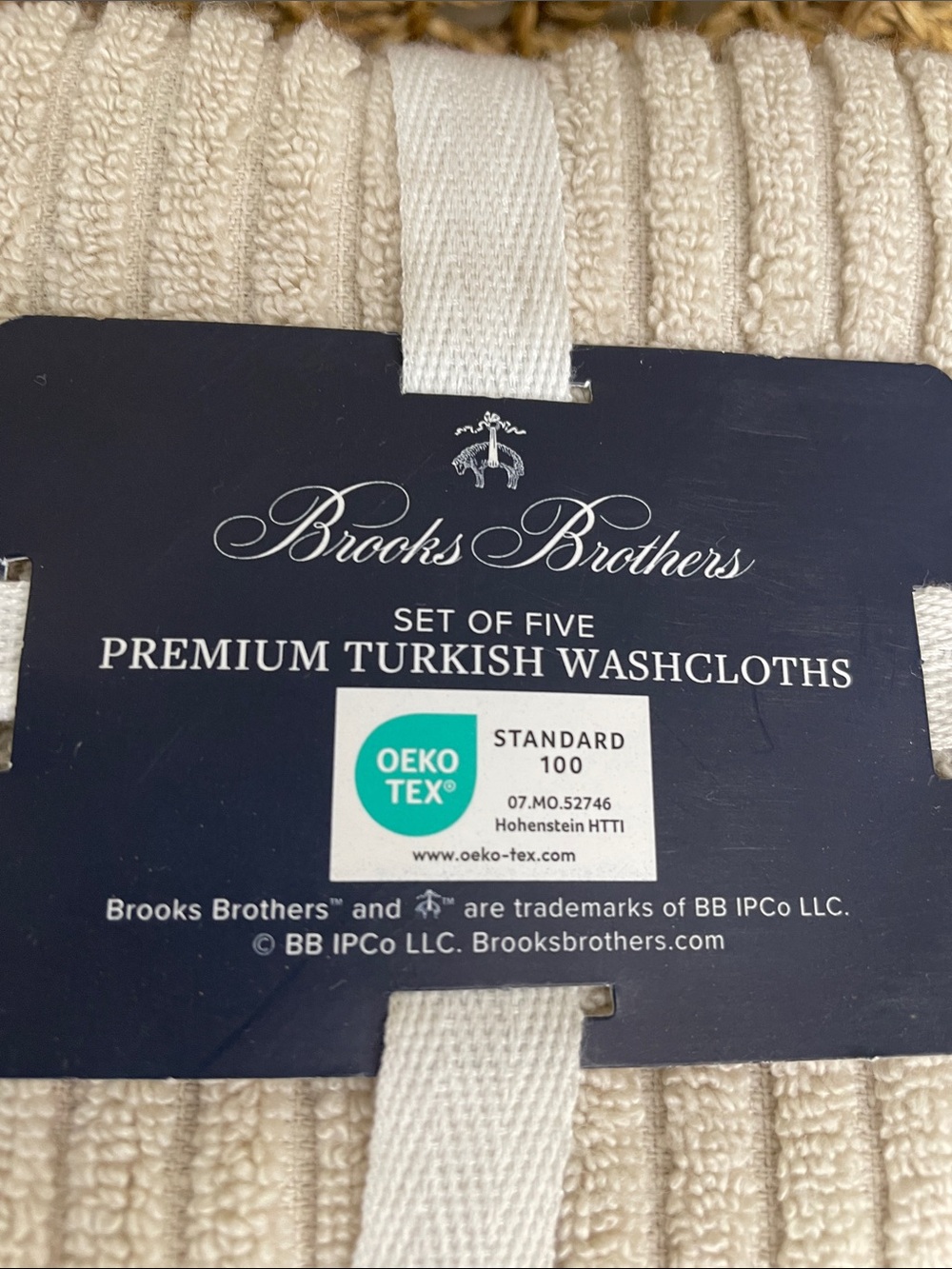 Brooks Brothers Set of 5 Premium Standard Turkish Washcloths - Light Beige New